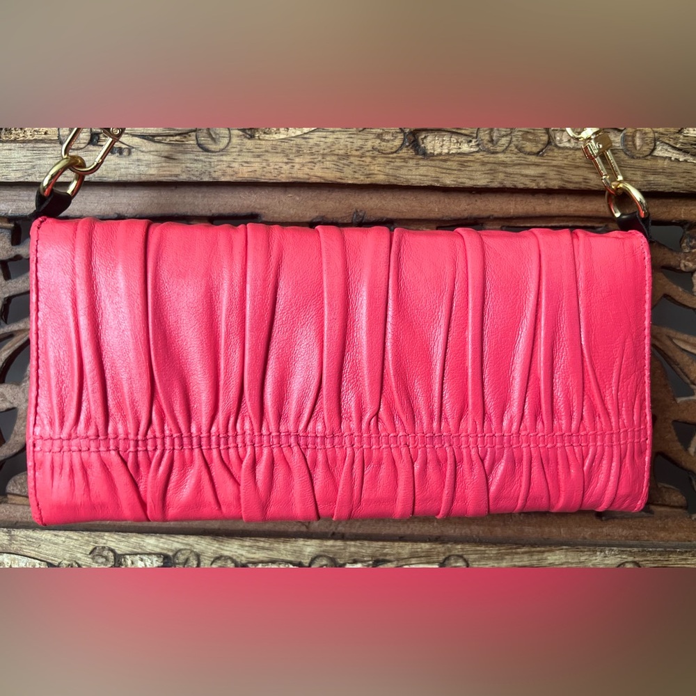 Prada Saffiano Pink Nappa Gaufre Long Wallet with Chain WOC - Picture 5 of 14